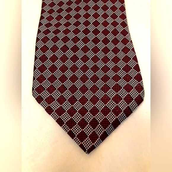 Lauren Ralph Lauren 100% Silk Neck Tie Check Square Red Gray Mens Made in USA - Picture 2 of 16